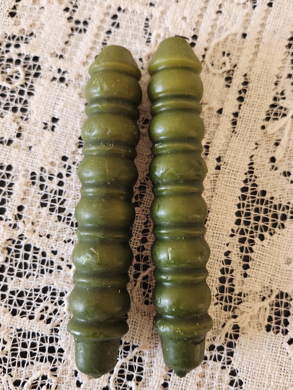 Olive Green Decorative Taper Candles - Set of 2